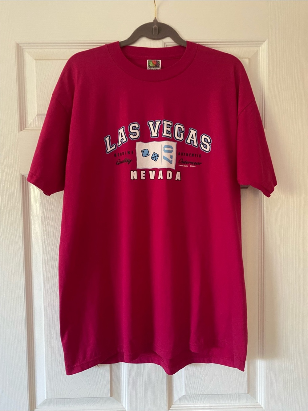 Vintage Fruit of the Loom Pink 1990s Y2K Las Vegas Souvenir T-Shirt - Size XL